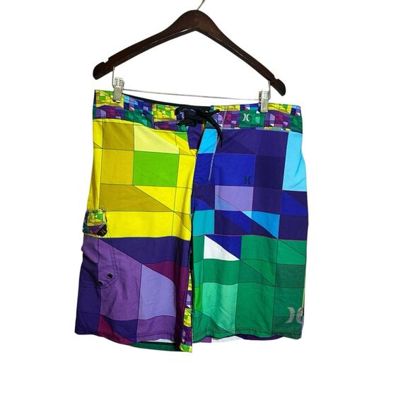Hurley Phantom Mens Bold Primary Color Block Board Shorts Swim Trunks Large - Picture 1 of 9